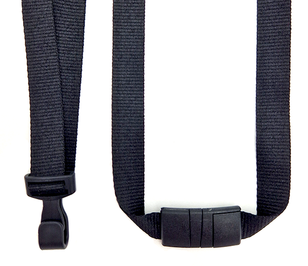 Zwart (Black) - Plastic karabijnhaak en gebogen veiligheidssplit - 15mm